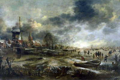 Frozen River Scene by Aert van der Neer